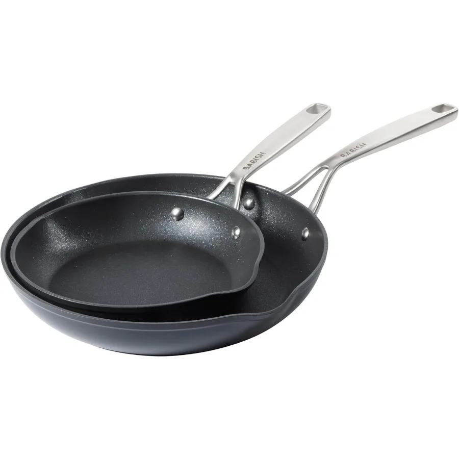 

2 Piece 8 and 10 Inch Fry Pan Set with Hard Anodized Laser Titanium NonStick Coating for HighHeat Cooking Durable and LongLasti
