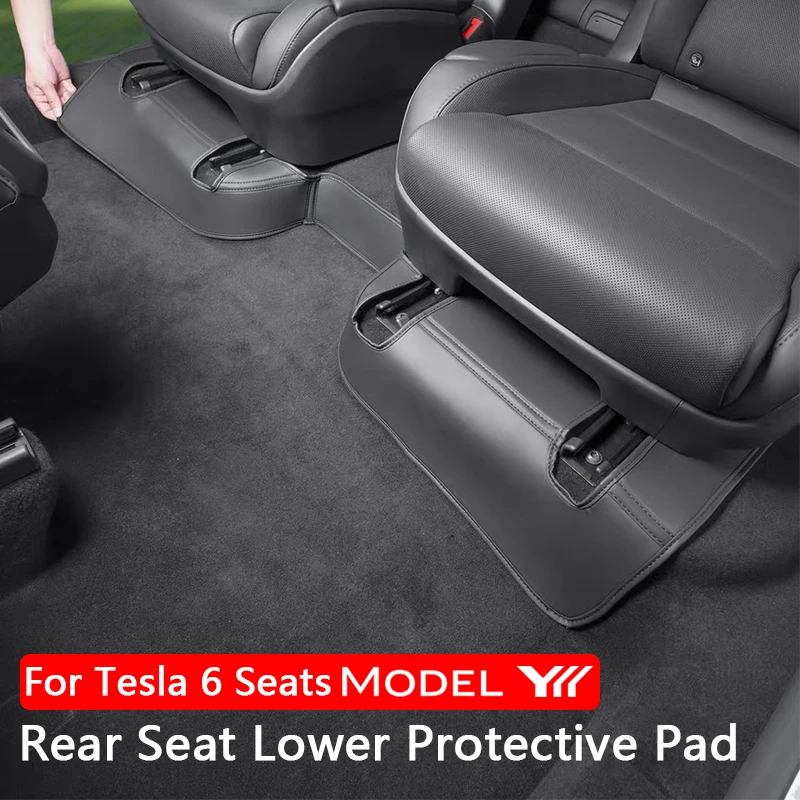 For Tesla Model YL 6-Seater Second Row Under Seat Anti Kick Pad Leather Seat Lower Protective Cover Pad Car Interior Accessories