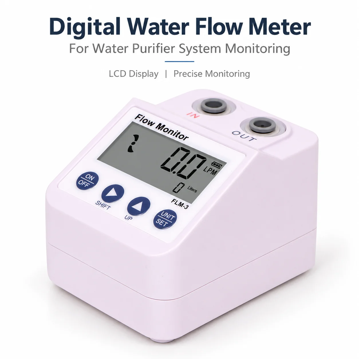 AOLIVIYA FLM-3 Digital Water Flow Meter LCD Flow Monitor Water Usage Tester 1 4 Inch Quick Connect for Purifier Filtration