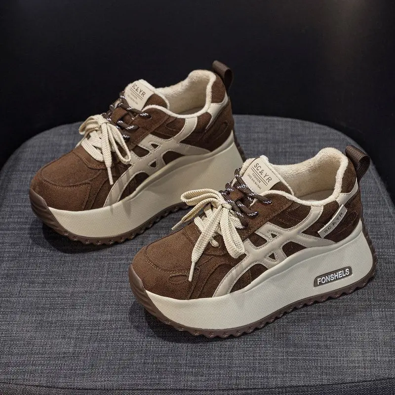 

Heel Height Increasing 7cm Dad oes Women's Foot Slimming 2025 Autumn Winter New Warm Thi Bot Platform Lightweight Agan...