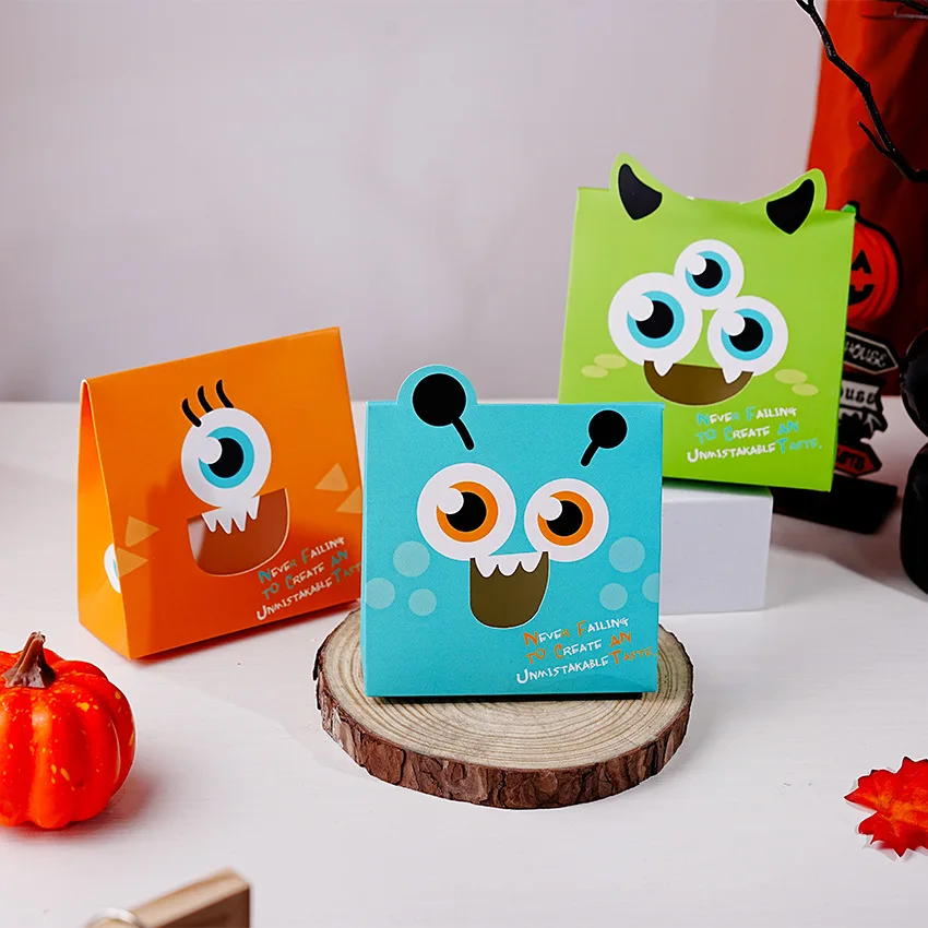 6Pcs Cartoon Monster Candy Gift Bag Trick or Treat Goodie Sweets Snack Bags for 2024 Halloween Party Decor Supplies Kids Favors