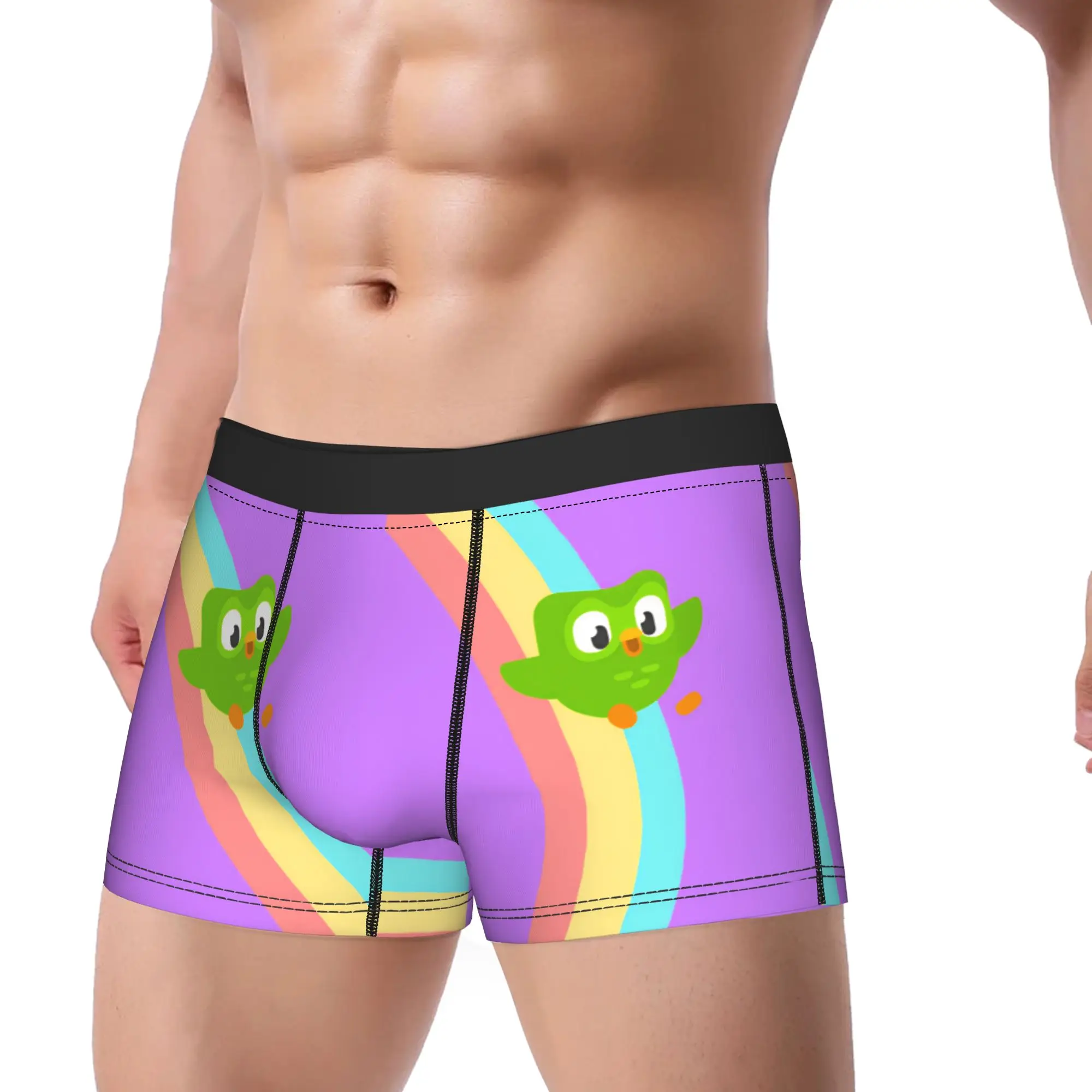 Cute Owl Boxer Shorts Duolingos Pouch Underwear Trenky Printing Boxer Brief Soft Trend Males Panties Plus Size 2XL