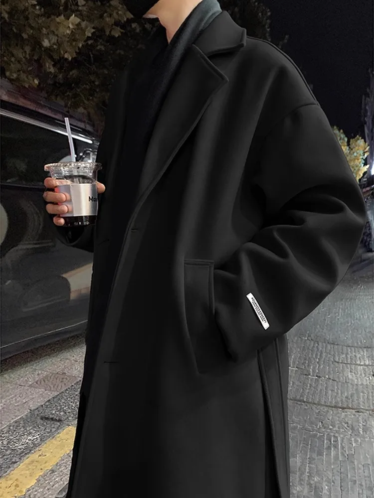 

Мужское шерстяное пальто Elby средней длины, зимняя верхняя одежда в британском стиле, до колен, модное, вязаное, премиум-класса