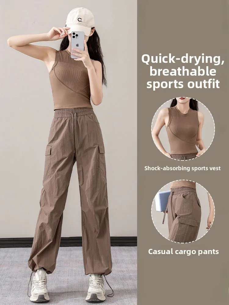 

Casual Loose Hiking Mountain Climbing Clothes Women's Sports Workwear Pants Fitn Vest New 2026 Faion Outdoor Gear