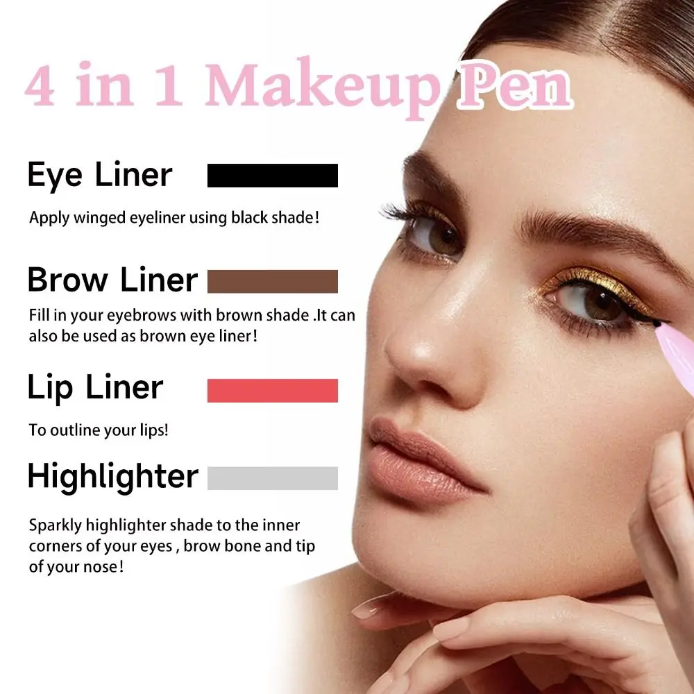 Nuevos cosméticos 4 en 1 delineador de ojos multiefecto belleza y salud potenciadores de cejas impermeable delineador de labios de larga duración lápiz mujeres