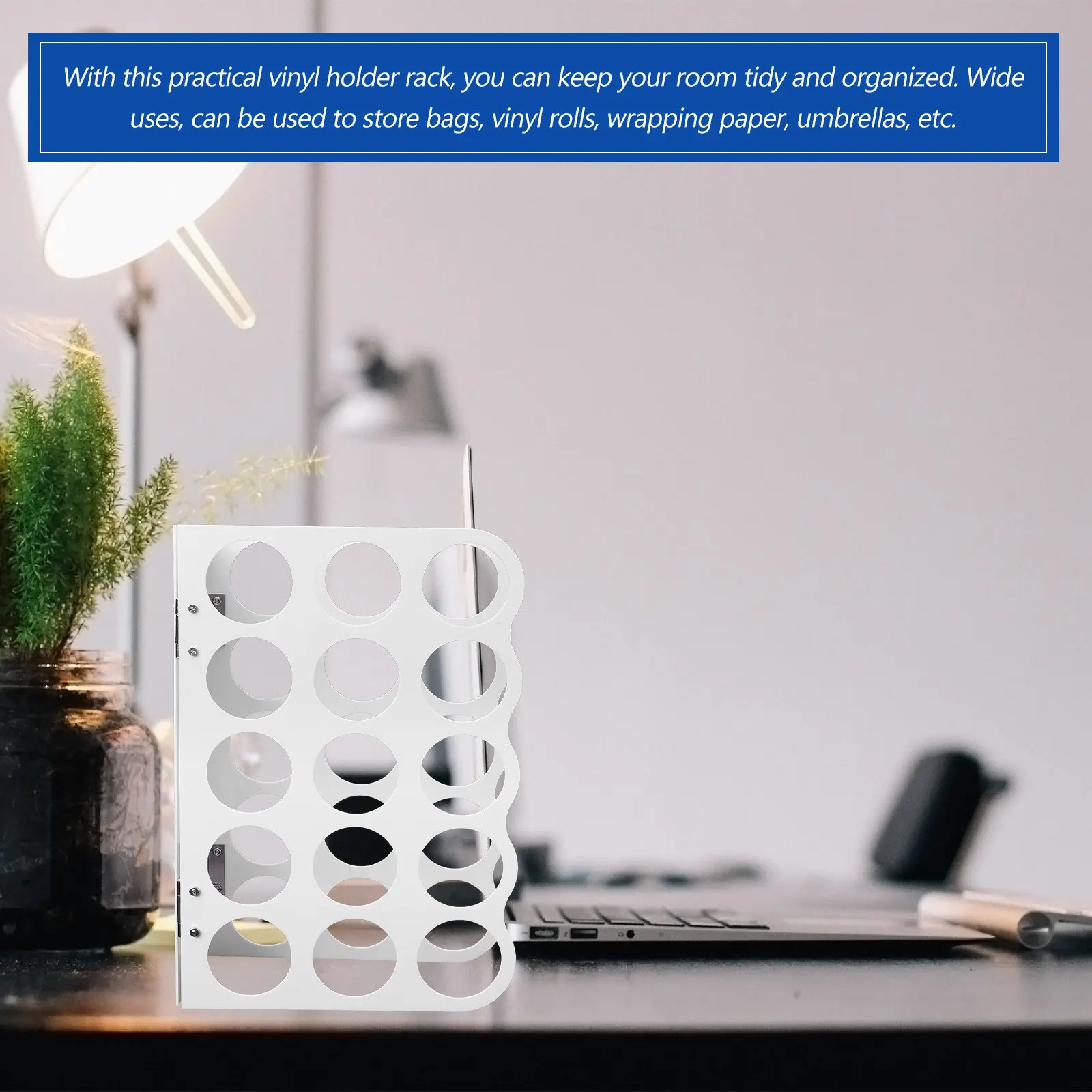 Vinyl Roll Holder 15-Holes Sturdy Lightweight Craft Paper Rack for Organizing Rolls and Storage Vinyl Storage Rack