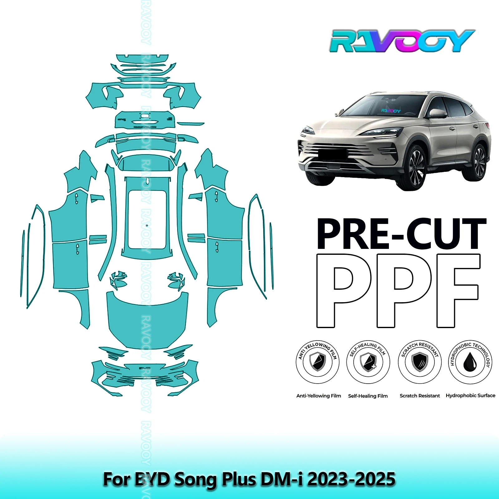 

Full Vehicle Clear Bra Precut PPF Paint Protection Film For BYD Song Plus DM-i 2023-2025