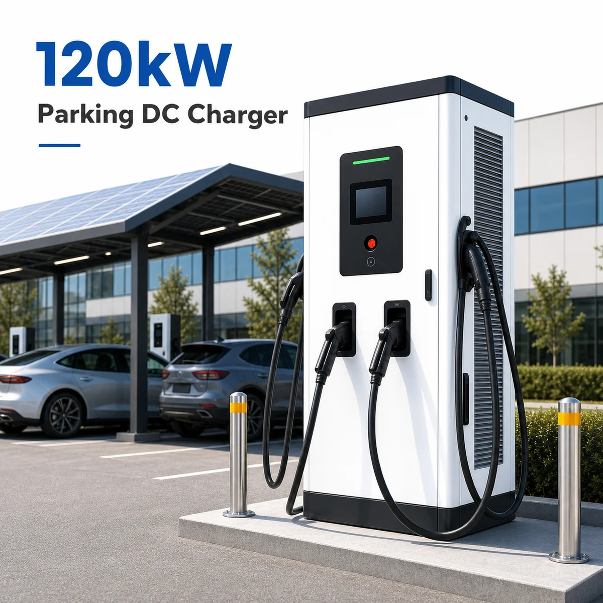 120kW DC Fast EV Charger Dual  CCS2 OCPP IP54 Floor Standing EV Charging Station for Parking Lot Shopping Mall Supermarket