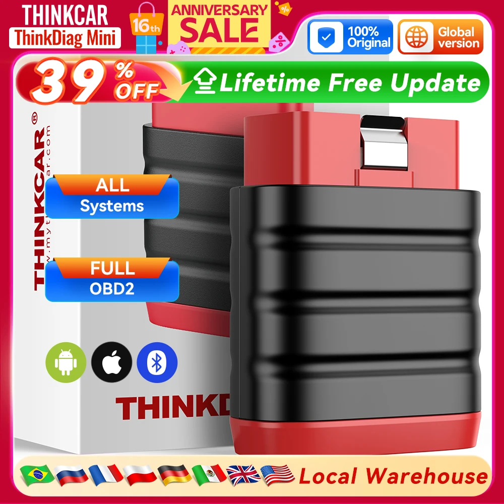

THINKCAR THINKDIAG MINI Авто OBD2 Bluetooth-сканер Полная диагностика системы Все пожизненные автомобильные диагностические инструменты для сканирования