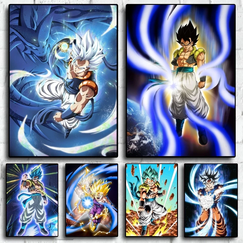 

Hot Japanese Anime Dragon Ball Poster Saiyan Goku Gogeta Gohan Anime Figures Home Decoration Painting Wall Art Cartoons Gift