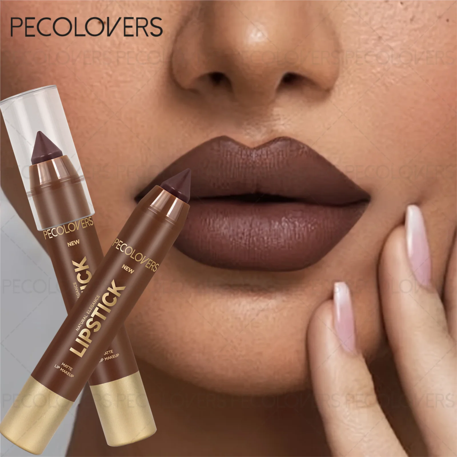 1 rossetto e rossetto 2 in 1, finitura opaca, punta di precisione, marrone, consistenza morbida, adatto per Halloween, regalo di San Valentino