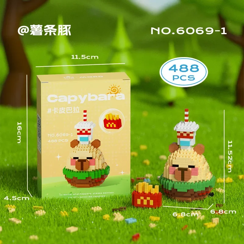 Kawaii Capybara Micro Building Blocks Cartoon Animal Mini Plastics Brick Assembled Figure Model Toys For Kids Christmas Gift