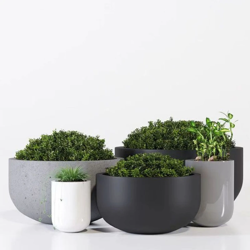 

FRP round flower pot creative combination outdoor landscape ornament vase