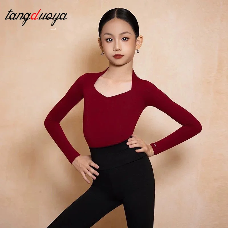 

Детский топ и брюки для латинских танцев для девочек, комплект из двух предметов, костюм для латинских танцев, Vestido Baile Latino Mujer, профессиональная танцевальная одежда