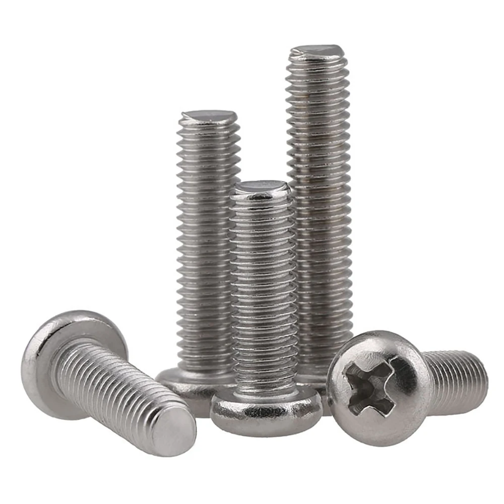 GB818 SUS304 Phillips Pan Head Machine Screws Full Thread 2#-8# UNC 5/32-32 BSW Cross Recessed Fastener Bolts