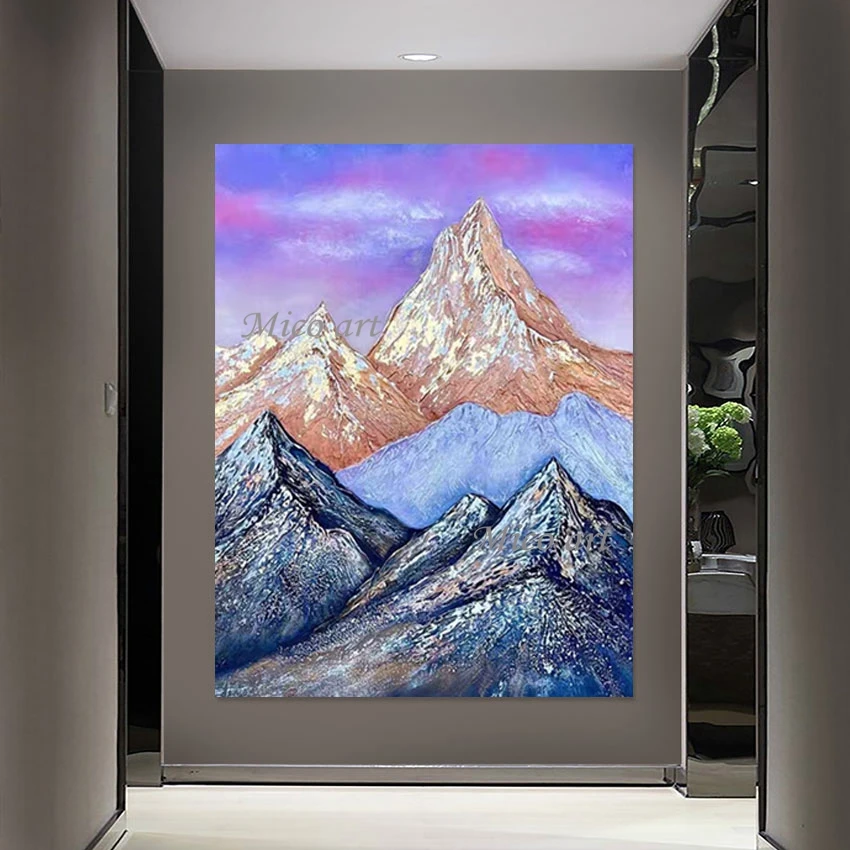 صورة جدارية للمناظر الطبيعية، لوحات زيتية مصنوعة يدويًا من القماش التجريدي على الفن الجبلي، بدون إطار، عمل فني كبير الحجم لغرفة الفندق