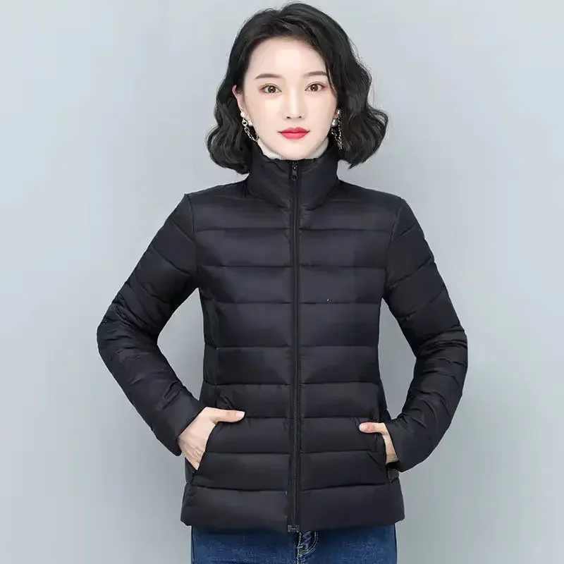 Thick Padding Women\'s Jacket Cropped Quilted Padded Feather Short Pink Lightweight Puffer Female Coats Winter Models Hot Sale