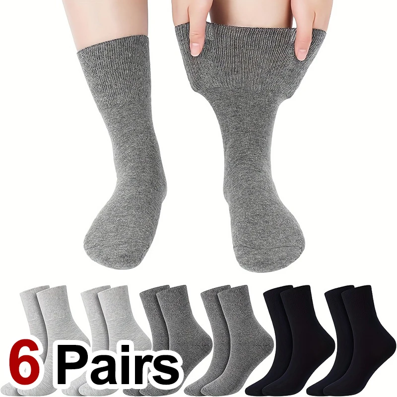 6 Pairs Men Women Diabetes Stockings Spring Summer Breathable Comfortable No Binding Super Loose Ideal Gift for the Elderly