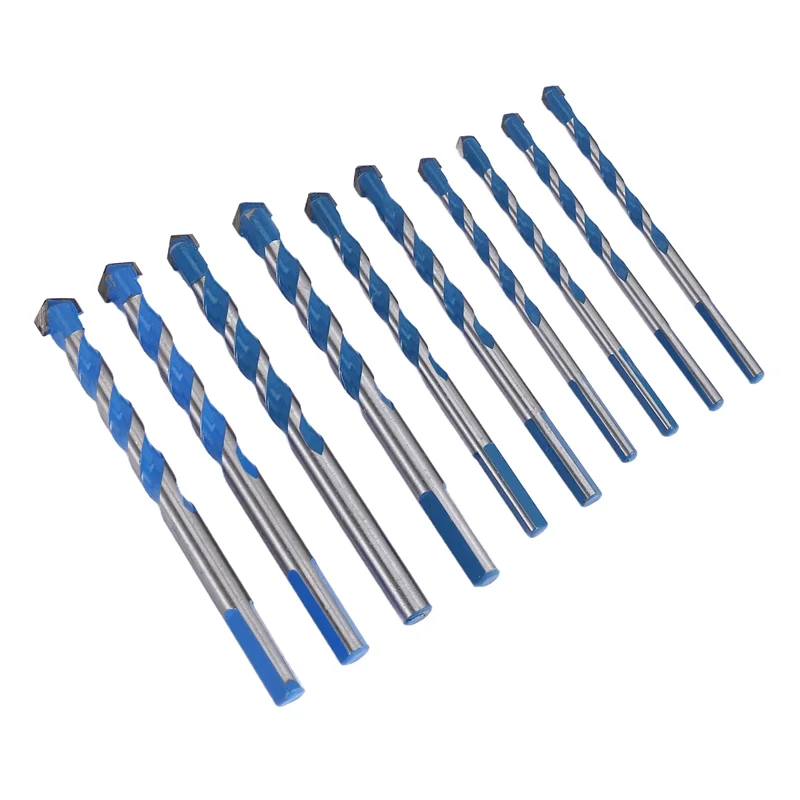 

AB34-10Pcs Carbide Masonry Drill Bit Set For Metal Steel Porcelain Tile Concrete Brick Plastic Wood (6 8 10 12M