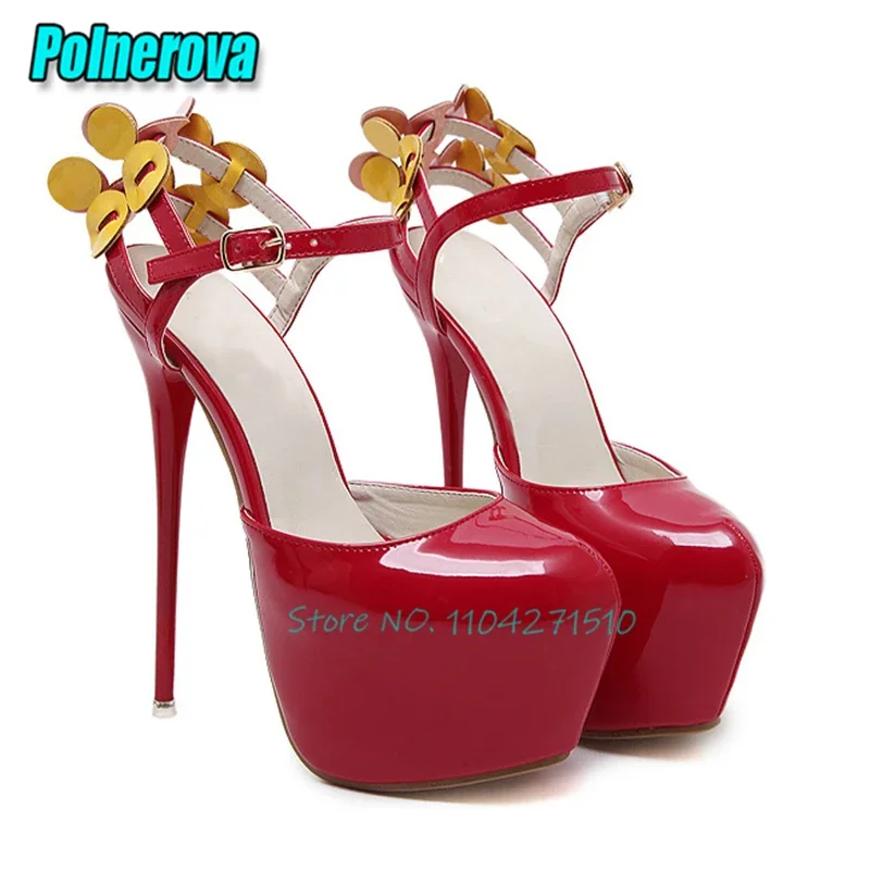 

Summer New Pointed Toe Platform High Heels for Women Sexy Red Black Ankle Buckle Stiletto Pumps Fashion Party Club Dress Shoes