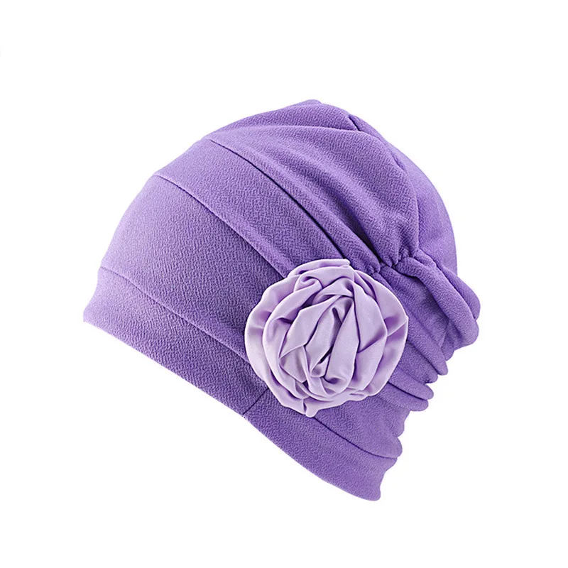 New Women big flower Women\'s Hat Chemotherapy Cap Muslim Islam Ruffle Cancer Chemo Beanie Scarf Turban Wrap Cap Hair Accessories