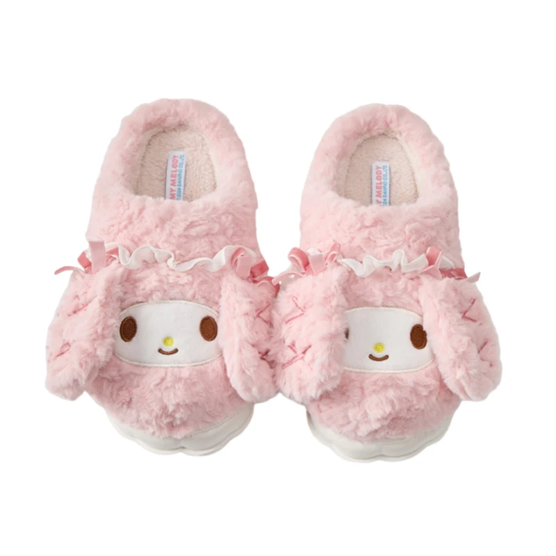 

Sanrio Anime Cotton Slippers Kuromi My Melody Winter Indoor Cute Cartoon Shoes Girl Heart Thick Soles Warm Home Shoes Kid Gift