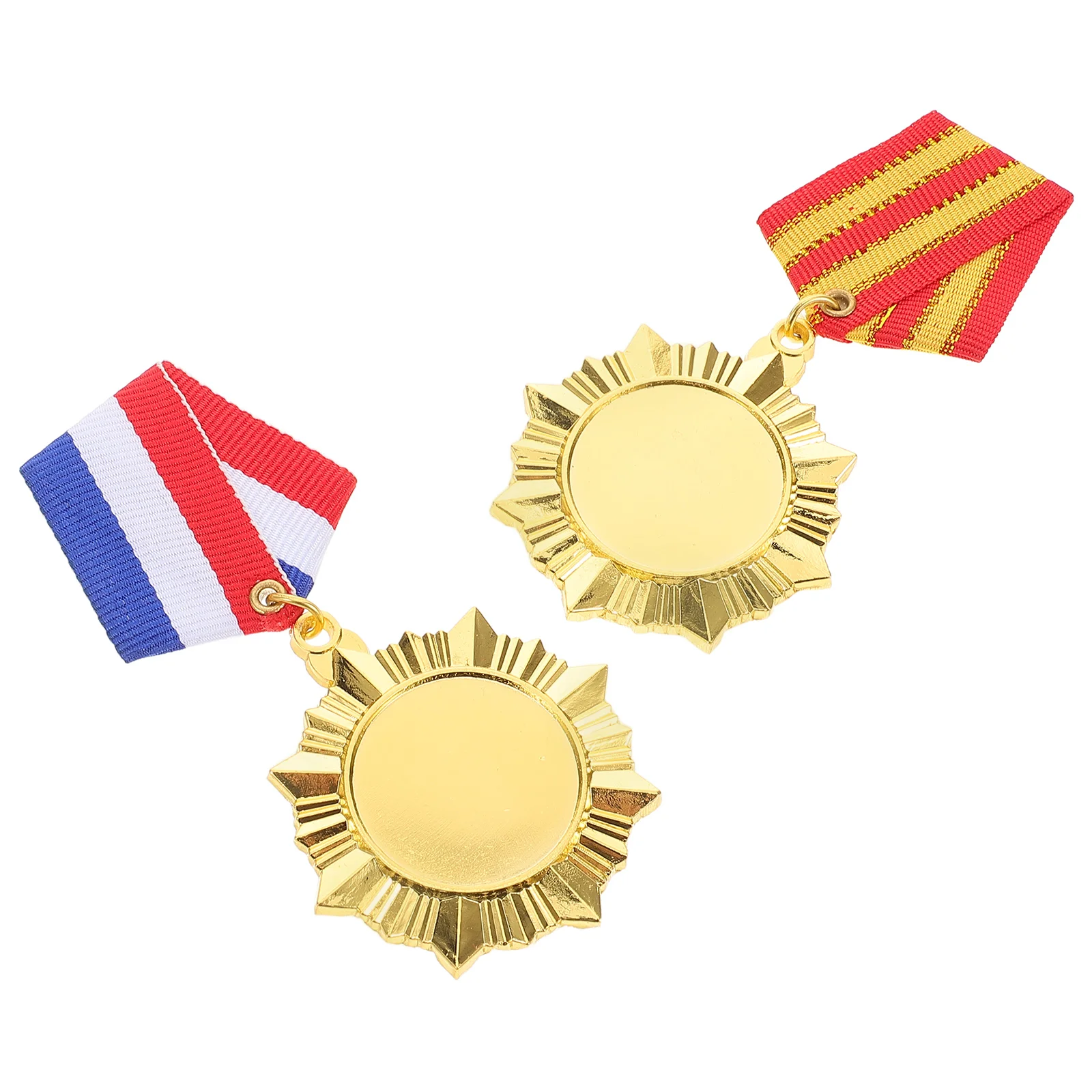 

2pcs Honor Medal Metal Crafted Independence Day Memorial Pin For Retired Soldiers Patriotic Decoration Award Neck Ribbons