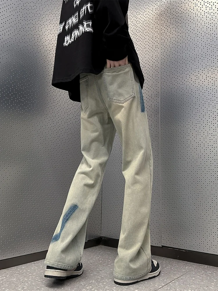 

American Vibe High Street Slim Fit Men's Jeans Trendy Straight Leg Bell Bot for Spring Autumn Wear Resistant And Comfortable