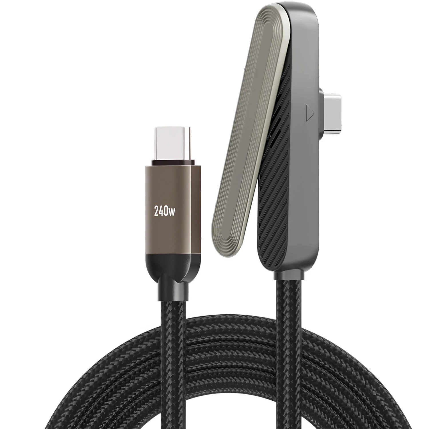 240W Folding Stand Data Cable 2-in-1 Fast Charging Phone Holder Braided Charging Cable Type-C To USB Phone Computer Universal