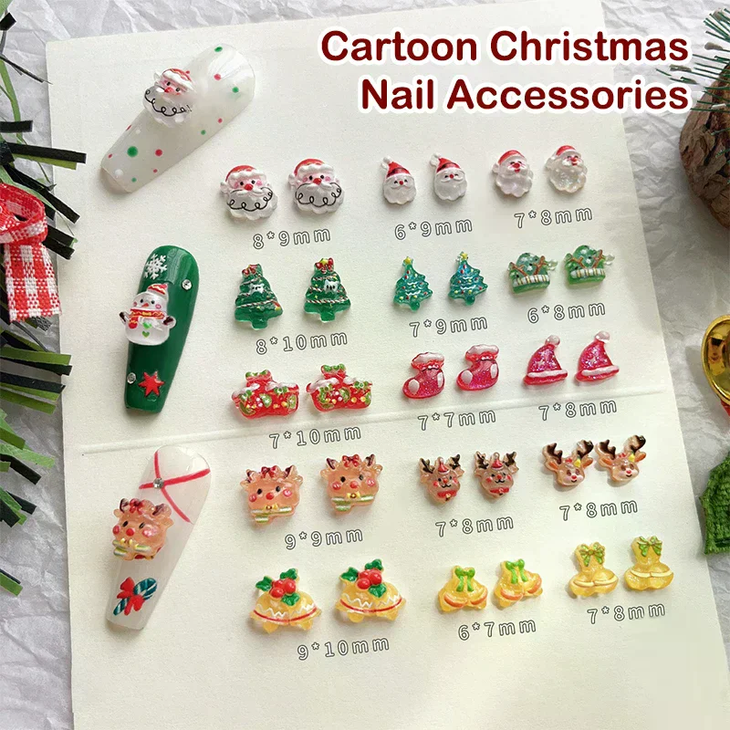 Mini décorations de noël en résine, 30 pièces, ornement à dos plat, fabrication de bijoux, accessoires de manucure pour coiffure