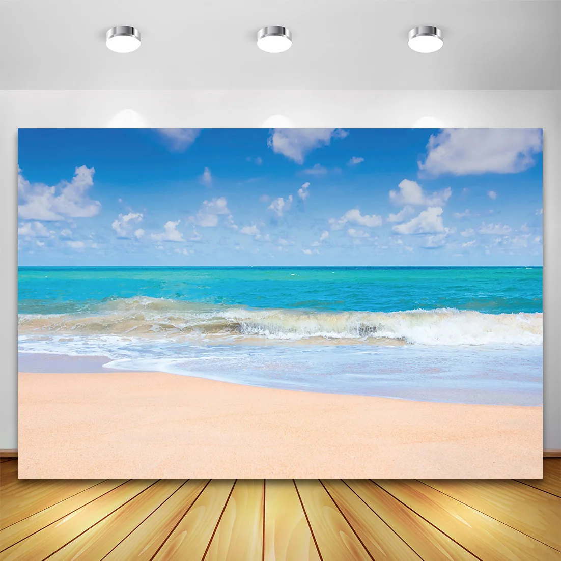 Summer Tropical Beach Sea Photography Backdrop for Photo Studio Seaside Palm Tree Sky Cloudy Photo Background Party Photophone