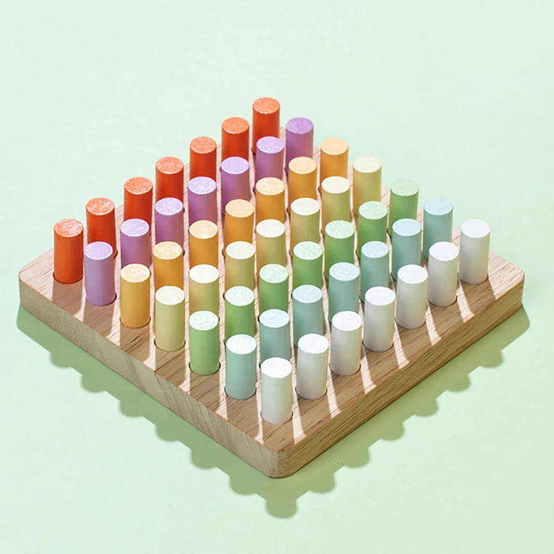 Stimulating Montessori Wooden Colorful Plugboard Toy for Children; Perfect for Hand-eye Coordination Training.