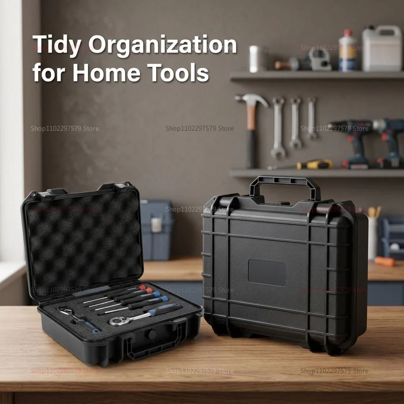 

Герметичный, водонепроницаемый, пыленепроницаемый, ударопрочный портативный ящик для инструментов с предварительно вырезанными пенопластовыми перегородками, подходит для домашнего и наружного использования.