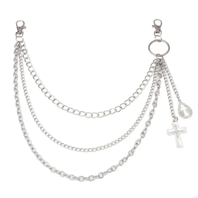 

652F Pants Chain Punk Jeans Chain Wallet Chain Unisex Trousers Chain Cool Aesthetic Chain
