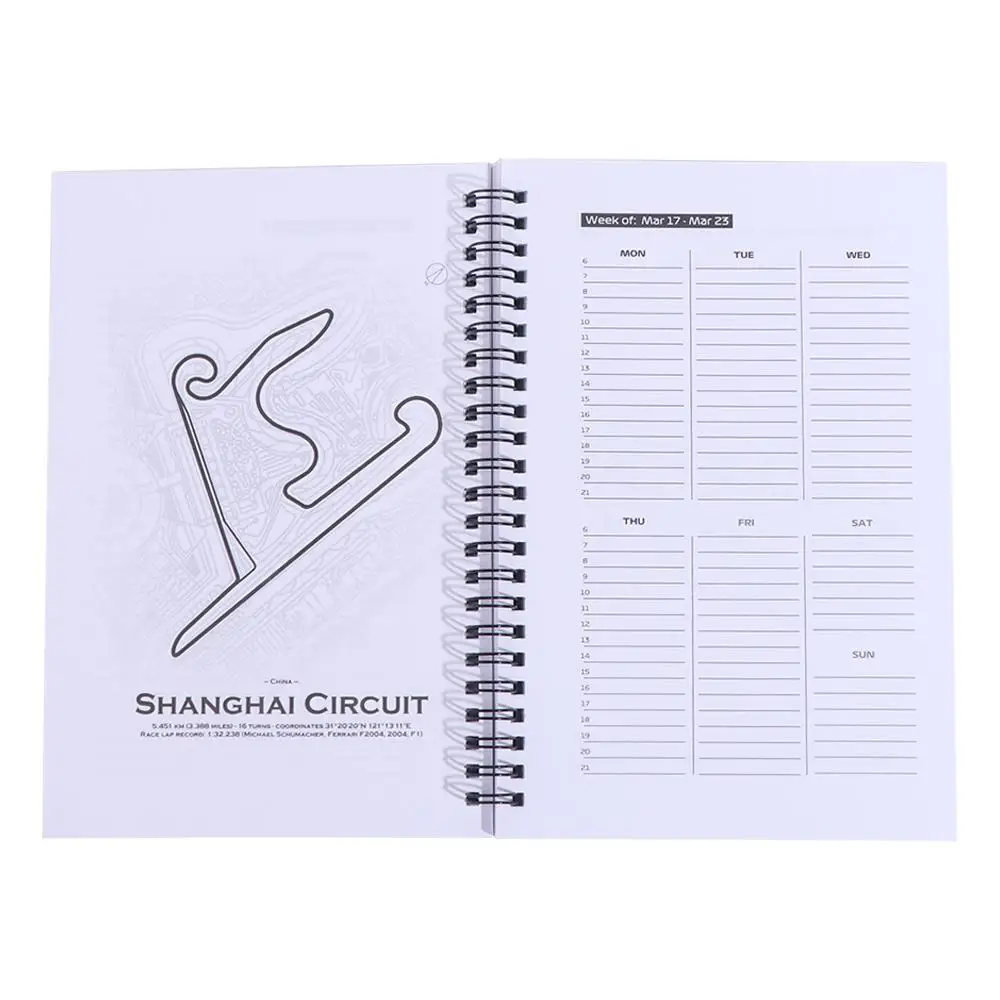 Coil Book F1 2025 Planner and Calendar Knowledge Timetable Racing Planning Book Flexible Portable F1 Racing Hobby Book F1 Fans