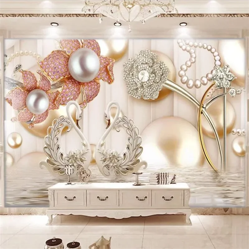 

Пользовательские 3d обои papel de parede Европейский дворец свет роскошные золотые бриллиантовые цветы ювелирные изделия гостиная обои домашний декор