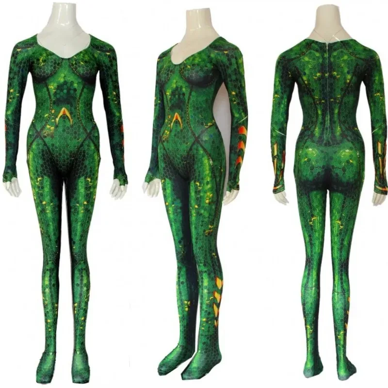 

High Quality Quinn Mera Cosplay Costume 3D Print Queen Princess Mera Jy Costumes Zentai Catsuit Aquaman Suit Cosplay