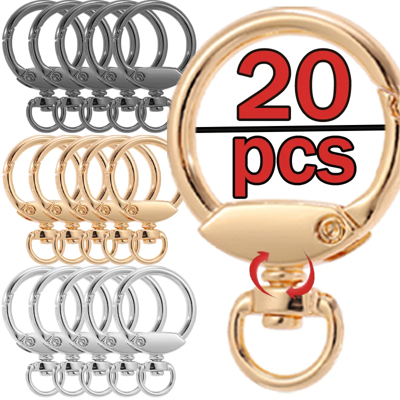 1/20Pcs Swivel Spring O Keyring Women Men Round Shape Alloy Keychains Simple Exquisite Bag Pendants Fashion Jewelry Accessories