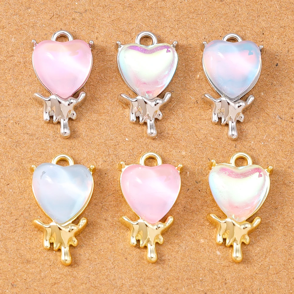 

5pcs 19*11mm Gemstone Crystal Love Heart Charms Pendants for Jewelry Making Earrings Bracelet DIY Necklace Accessories Supplies