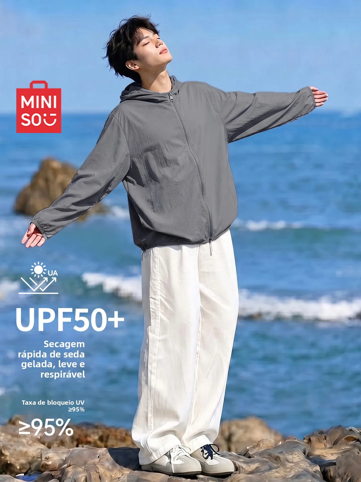 メンズサマー軽量通気性フィッシングジャケットuvカットフード付き織りアウターウェアアイスセンセーションファイバー標準サイズ