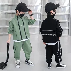 Boys Coat + Trousers Cotton 2PCS/Set Kids Sport Suits 2023 Elegant Winter Autumn Plus Size Teenagers Children Sets