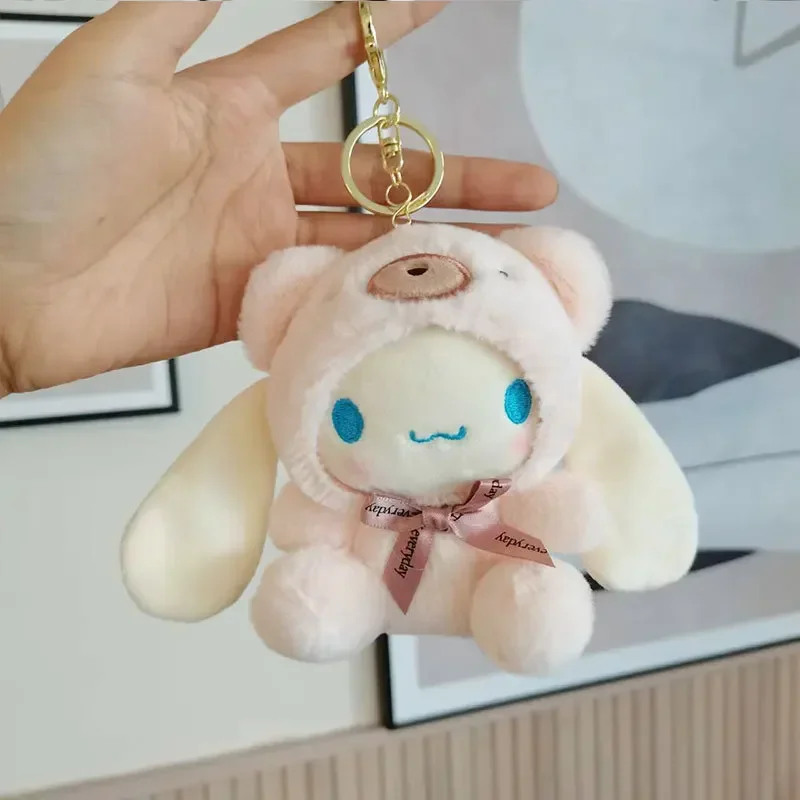 Sanrio-Llavero de peluche bonito de 12CM para niños, colgante de Hello Kitty, llavero de dibujos animados Kuromi, decoración para mochila, regalos para niños, juguete