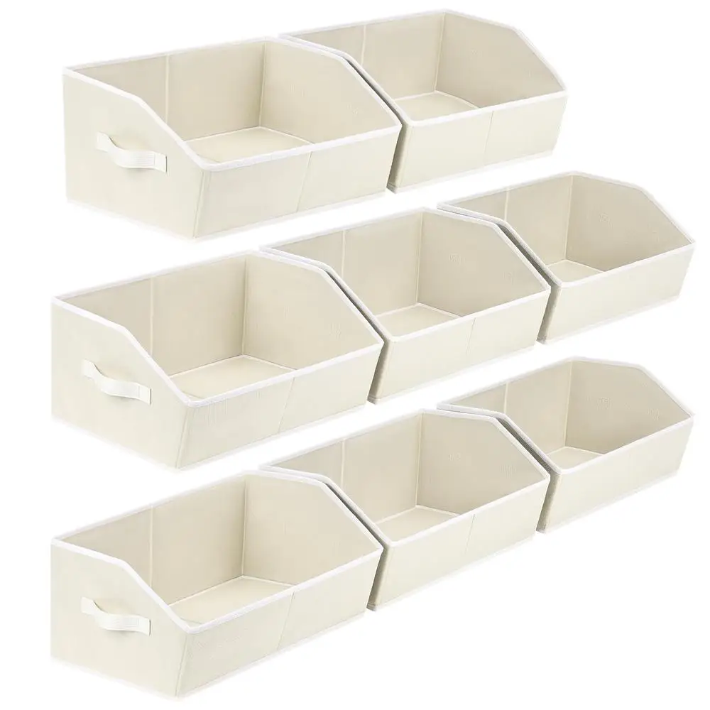 Trapezoid Fabric Storage Bins Set of 8 Sturdy Closet Organizers and Baskets