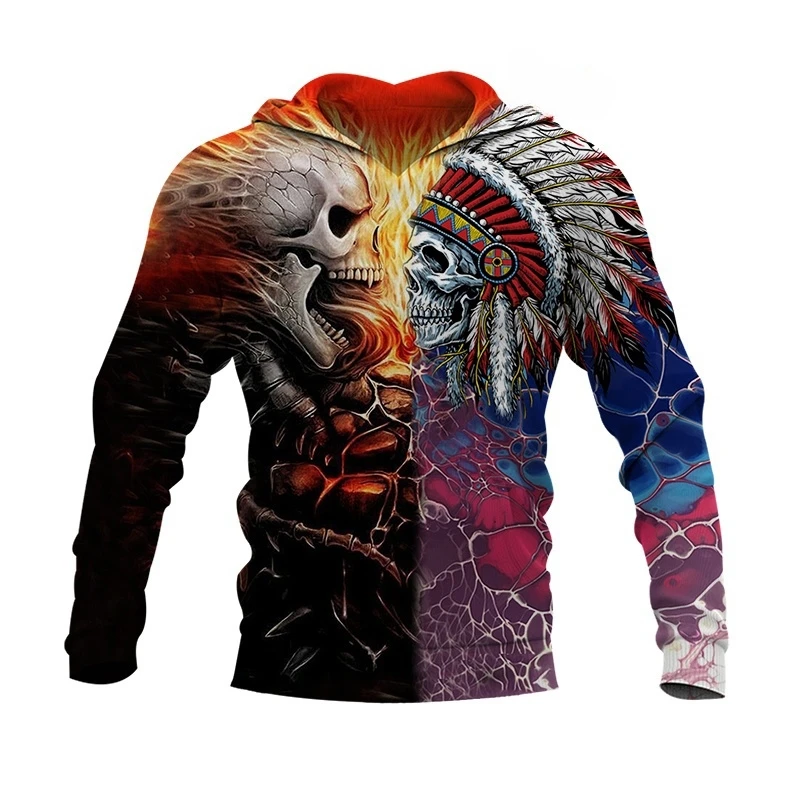 Skull Terror Sweatshirt Fashion Hoodies 3D Print Casual Clothes For Men Clothing Long Sleeve Tops Y2k Halloween Suprem Increase