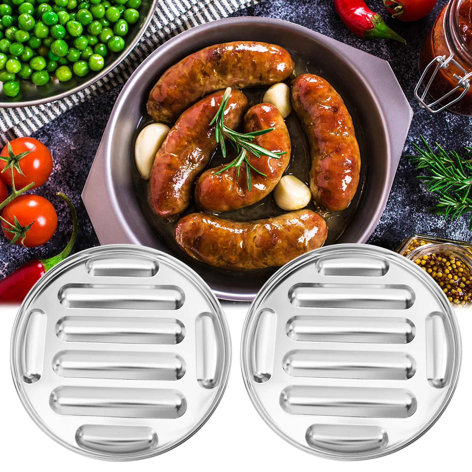 

8-Cavity Stainless Steel Sausage Hot Dog Mold Polished Non-Stick Baking Steaming Sausage DIY Handmade Grill Use