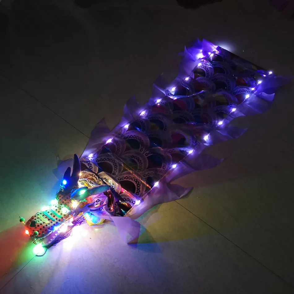 Children's Funny LED Dragon Dance Light, Ano Novo Lunar, Acessórios de Fitness para Crianças, 2 3 4 5 Metros