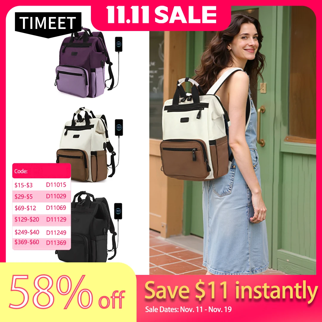 

Timeet Laptop Backpack For Women Men 15.6-Inches 17.3-Inches Business Backpack With Usb Port Anti Theft Backpack School Bag