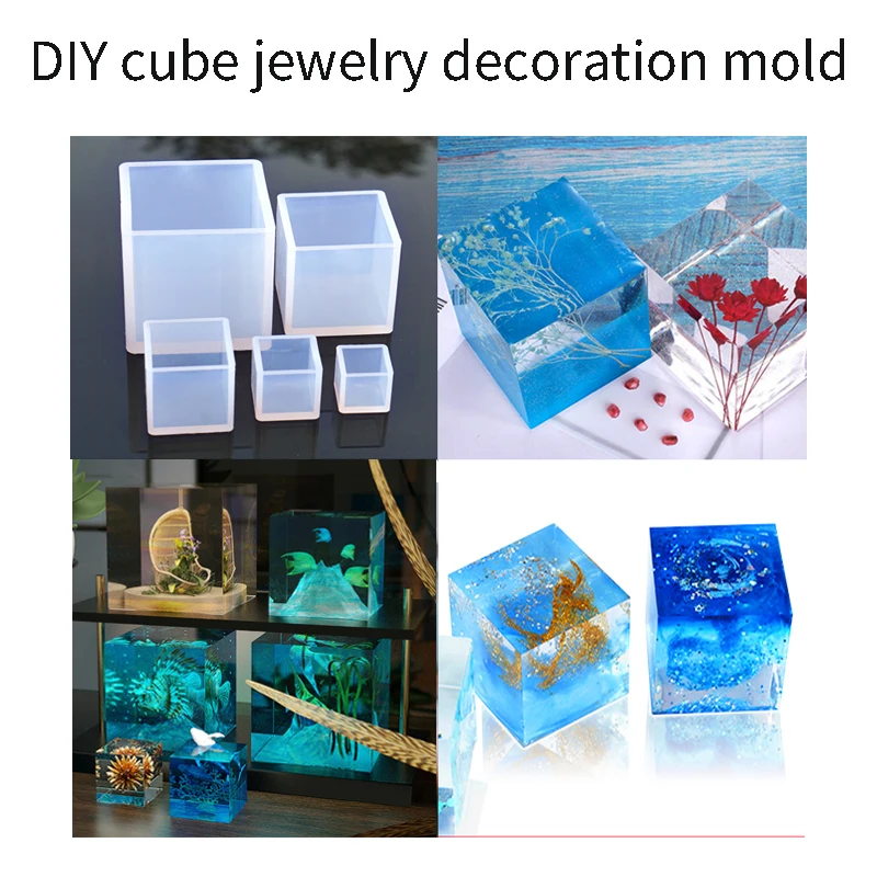 

1PC Crystal Drop Glue Non Polishing DIY Jewelry Cube Ornament Plant Dried Flower Insect Specimen Silicone Mold