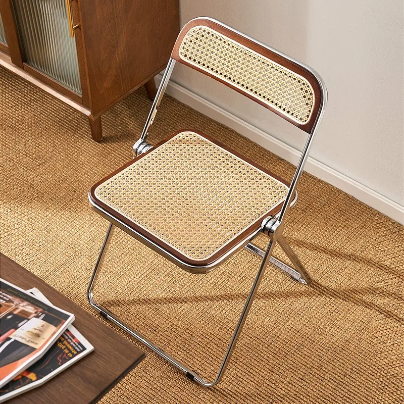 OMGD Folding Chair Household Modern Simple Wood Restaurant Japanese Backrest Dining Chair Office Backrest Chair Fold Chair