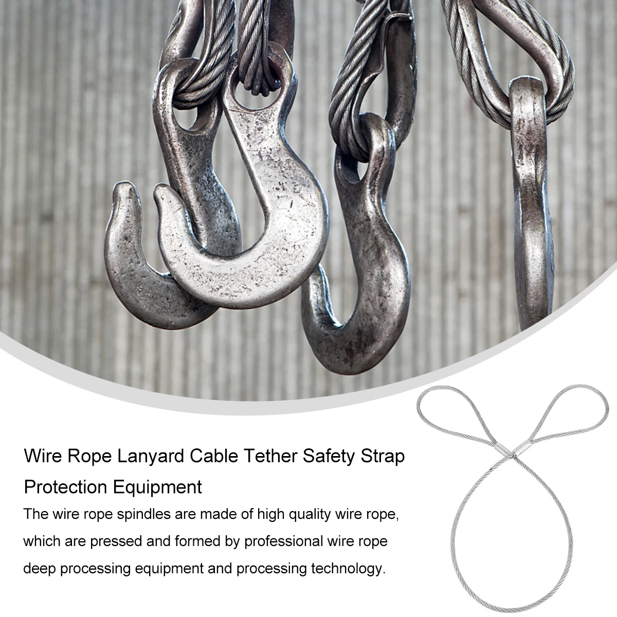 

Lifting Wire Rope Protection Equipment Safety Steel Cable Flexible Strap for Bar Silver Lanyard Tether Fitness